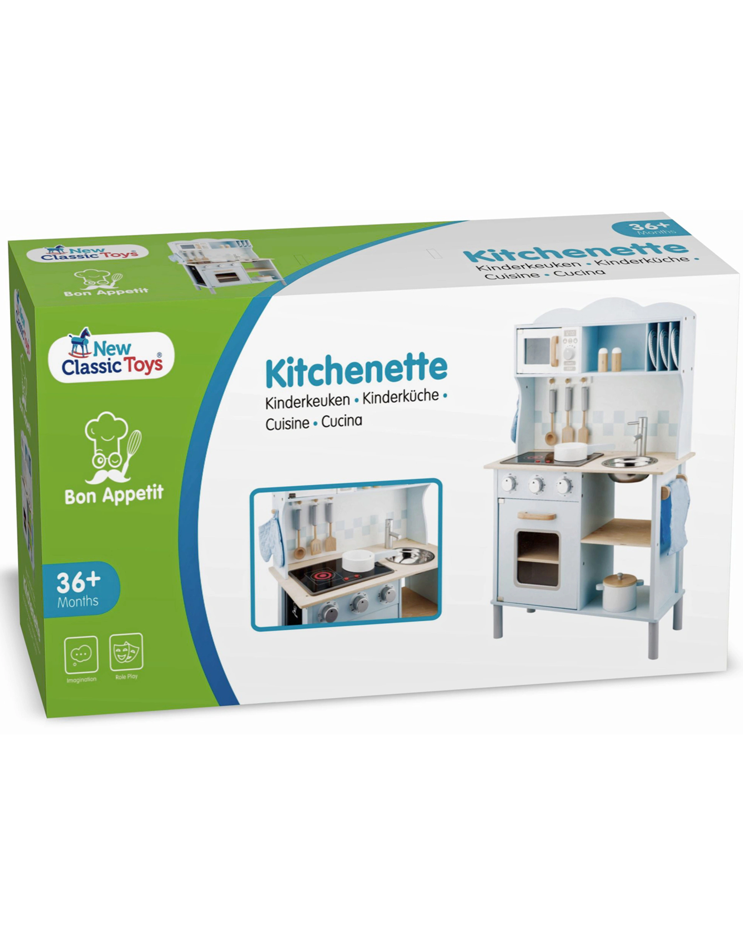 Kinderküche BON APPETIT MODERN mit Zubehör in hellblau/natur