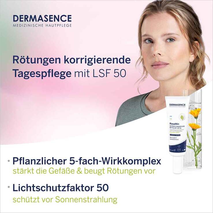 Dermasence Rosamin getönte Tagespflege mittel LSF 50 Creme, 2x30 ml