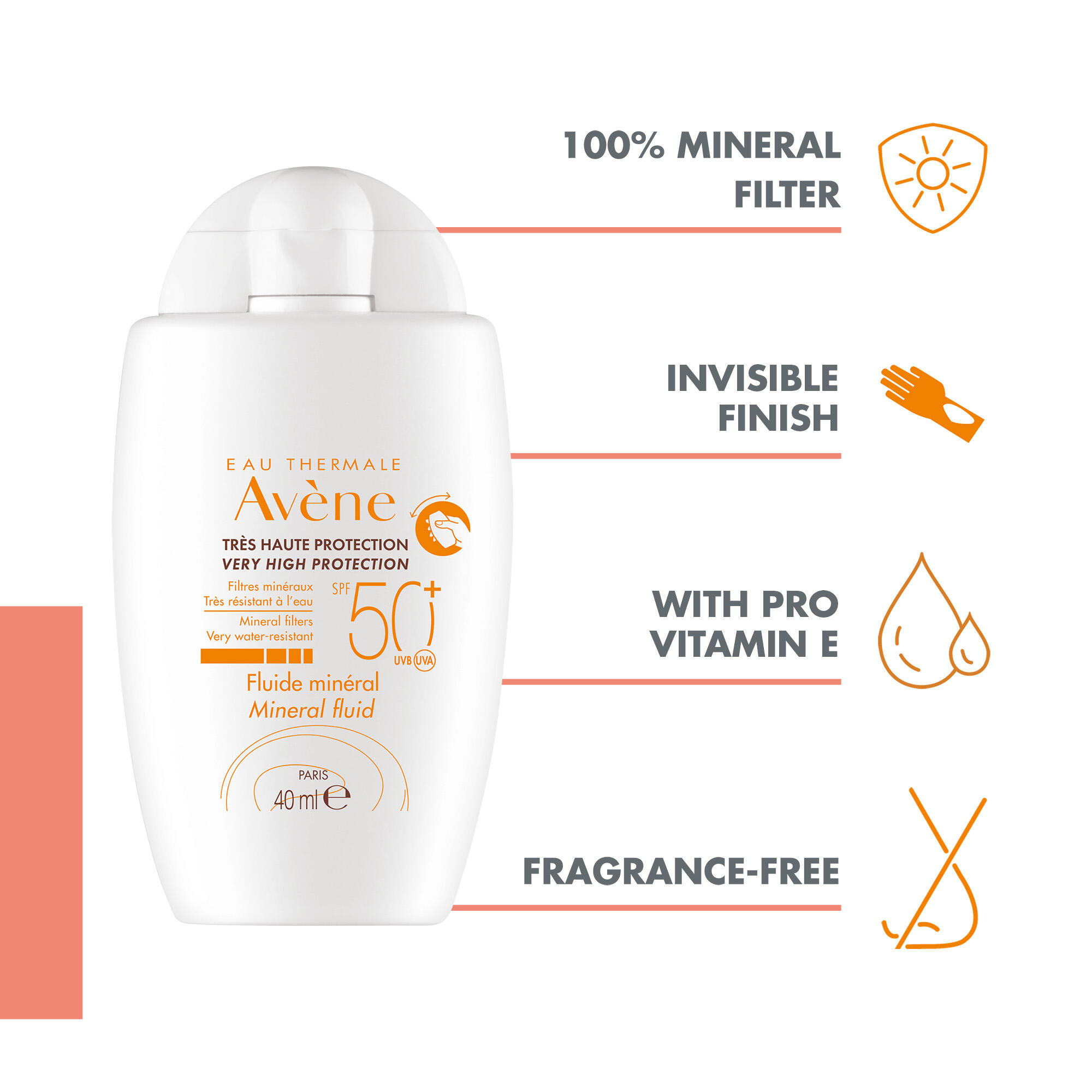 AVENE Sonnenfluid<br>40 ml, Tube, mineralisch SPF50+