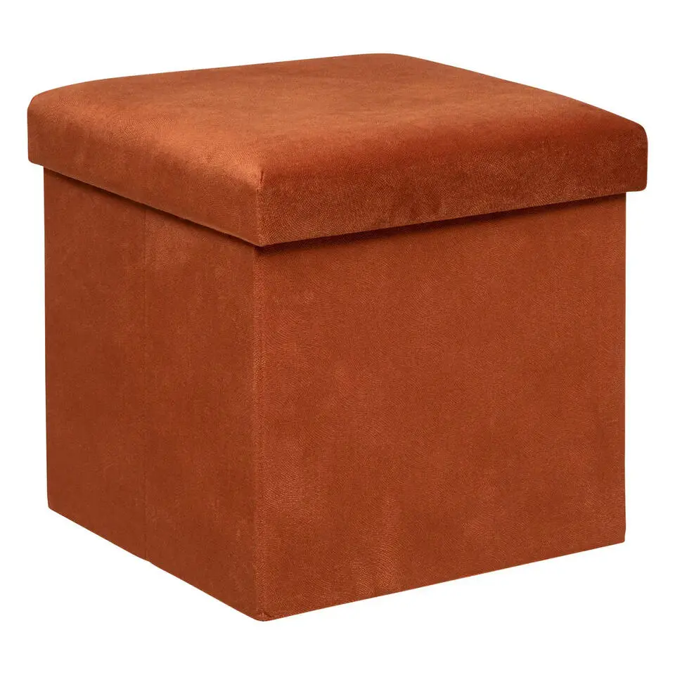 Atmosphera Storage Poef/hocker - Opvouwbaar - Terracotta - 38x38 cm