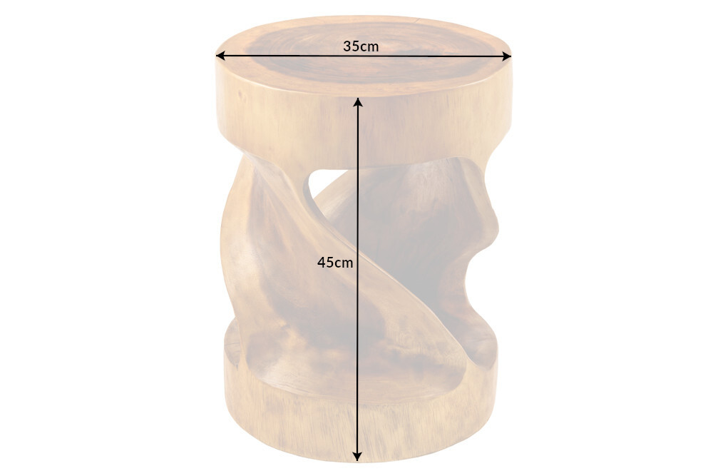 Skulp­tu­raler Beistelltisch ARTE 35cm natur Suarholz rund handmade in Bali Sitzhocker