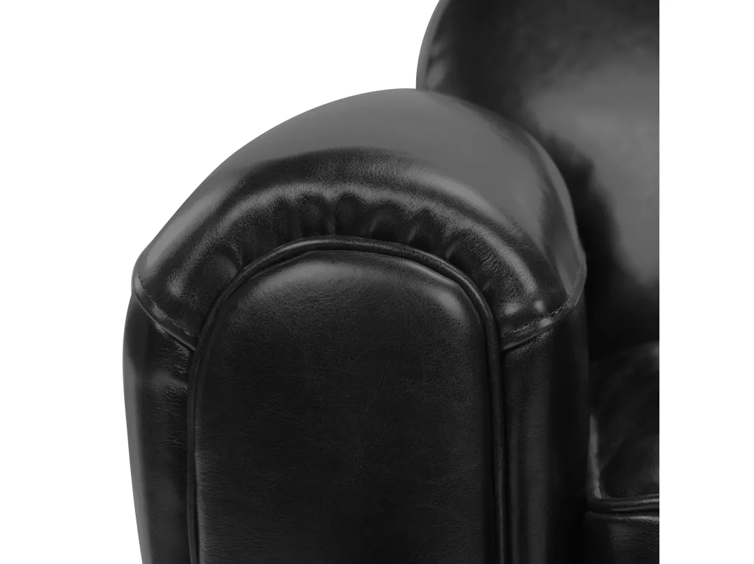 Fauteuil noir en croute de cuir enduite - Club