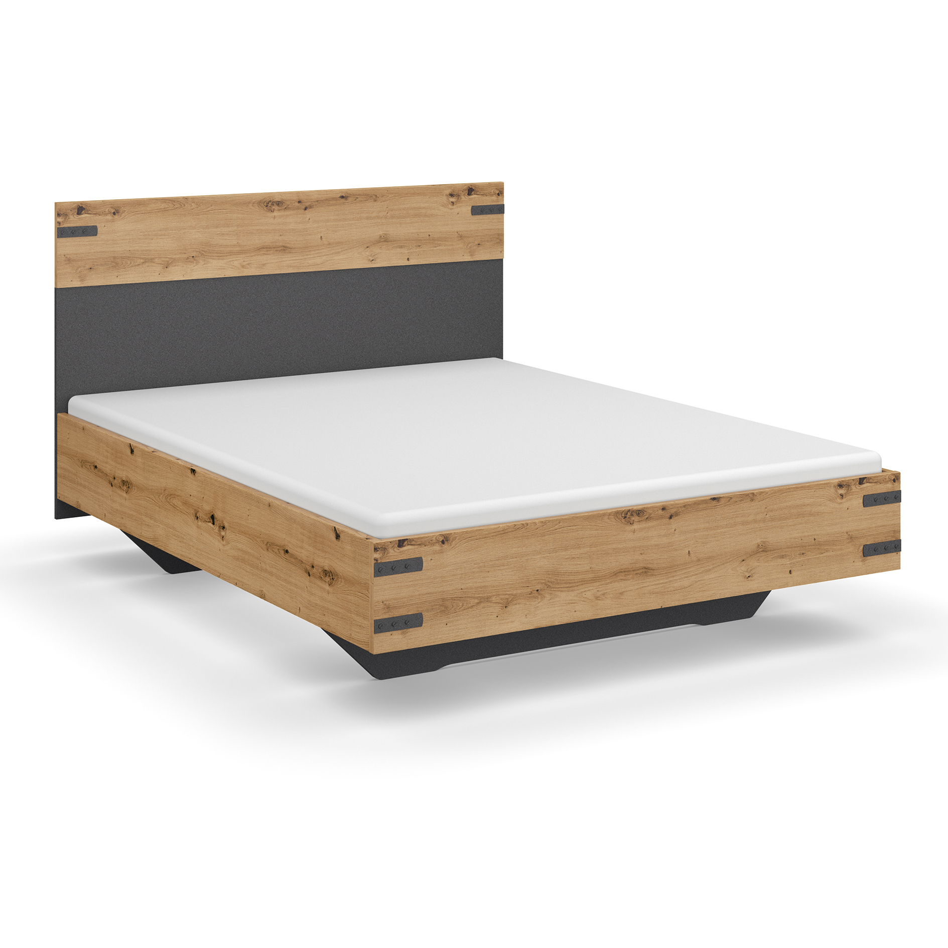 Bett - Artisan Eiche-grau metallic - 140x200 cm