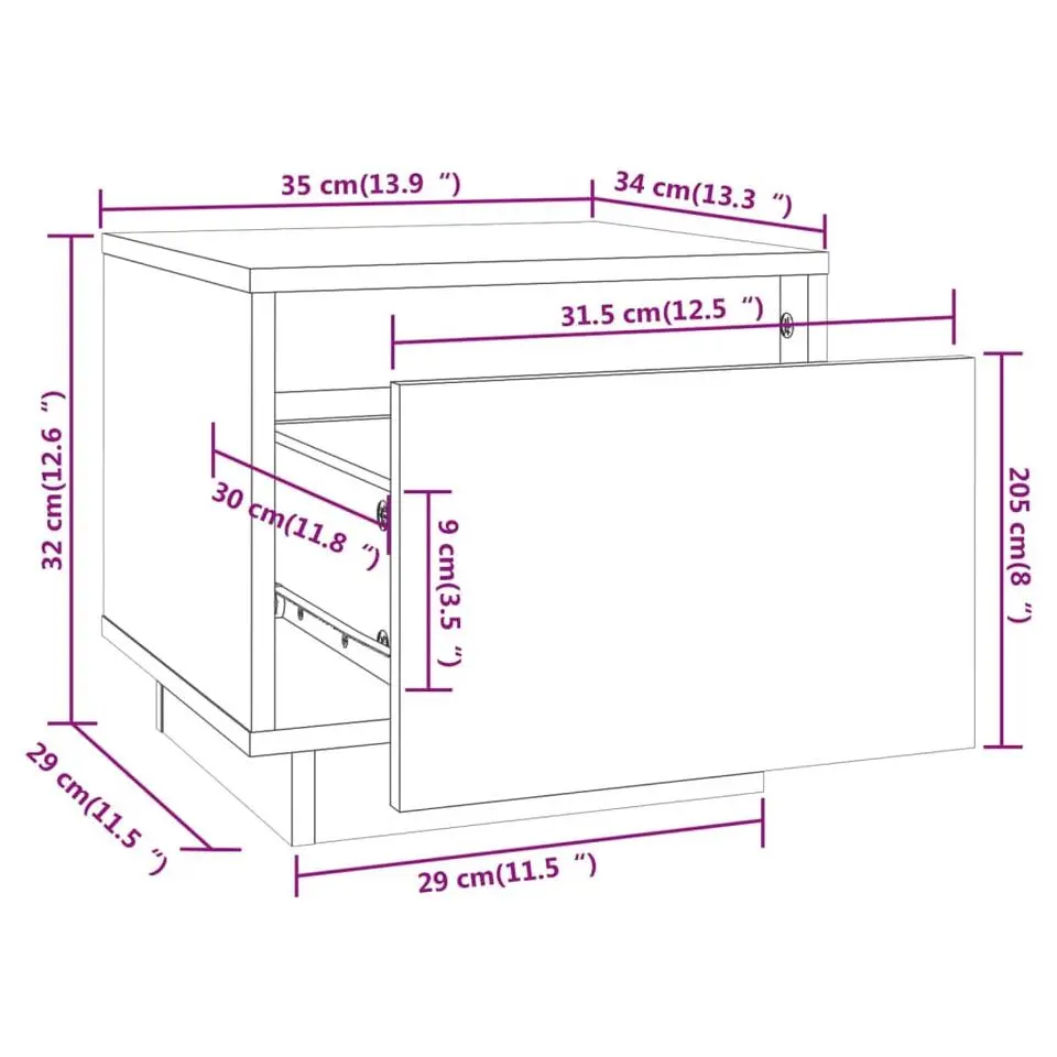 vidaXL - Nachtkastje - Bruin - Grenenhout - 2 stuks