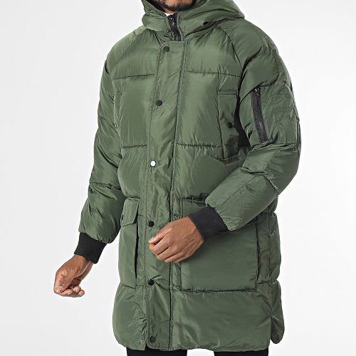 Doudoune Capuche Longue Vert Kaki
