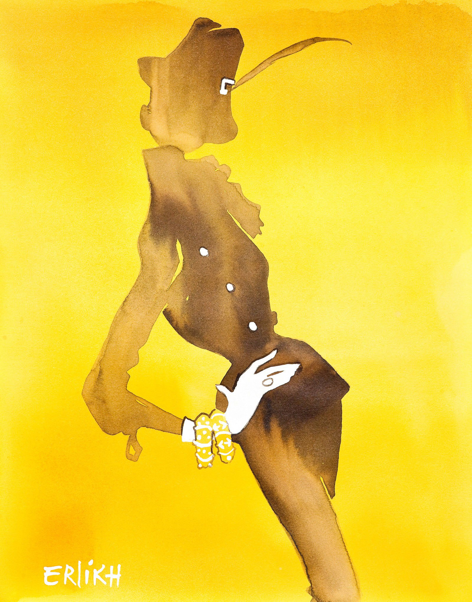 Lanvin dress with the feathered cap by Eduard Erlikh - Limited Edition. Edition of: 100. Signed.