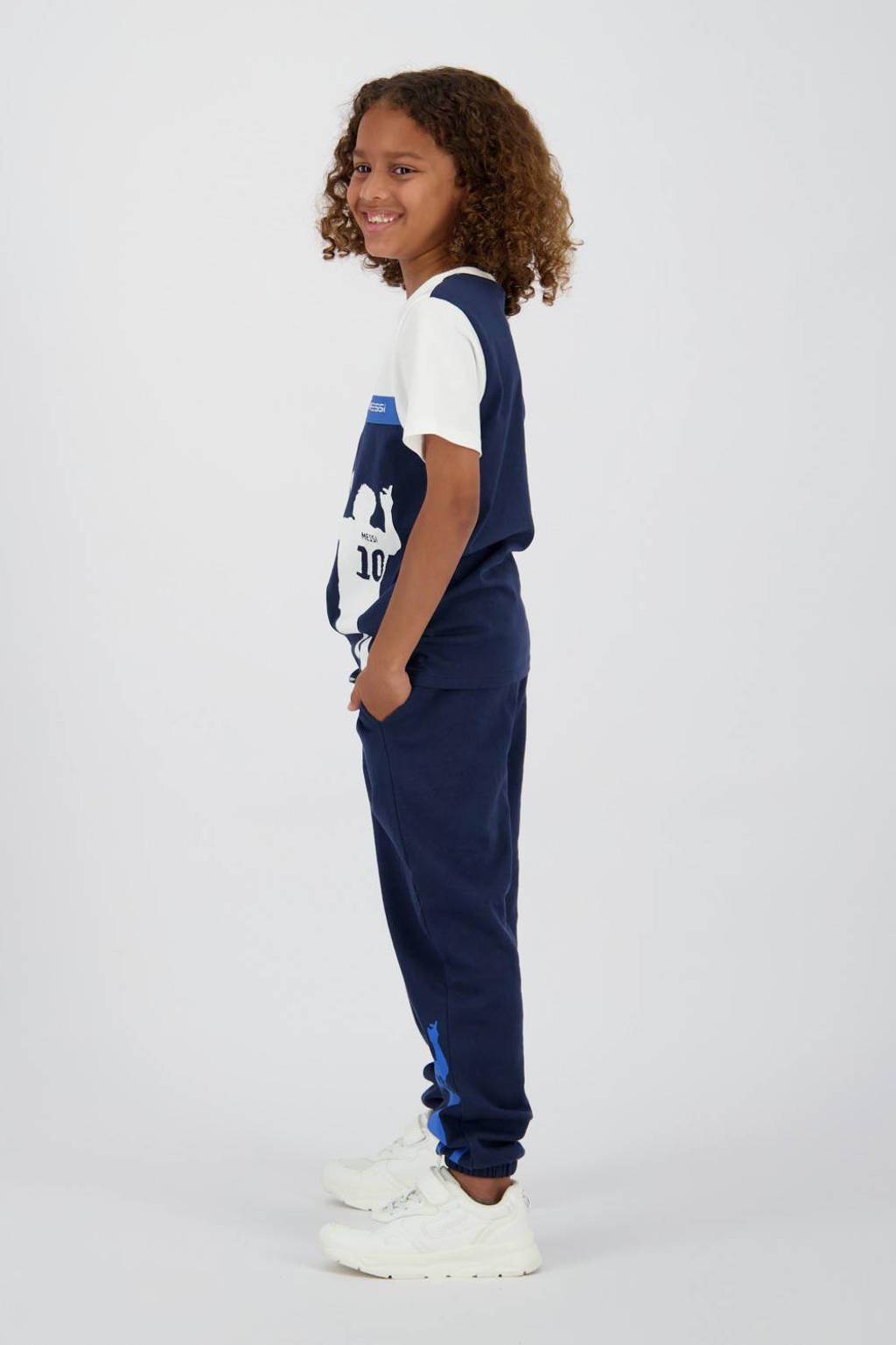 Messi loose fit joggingbroek Silhouette met printopdruk donkerblauw