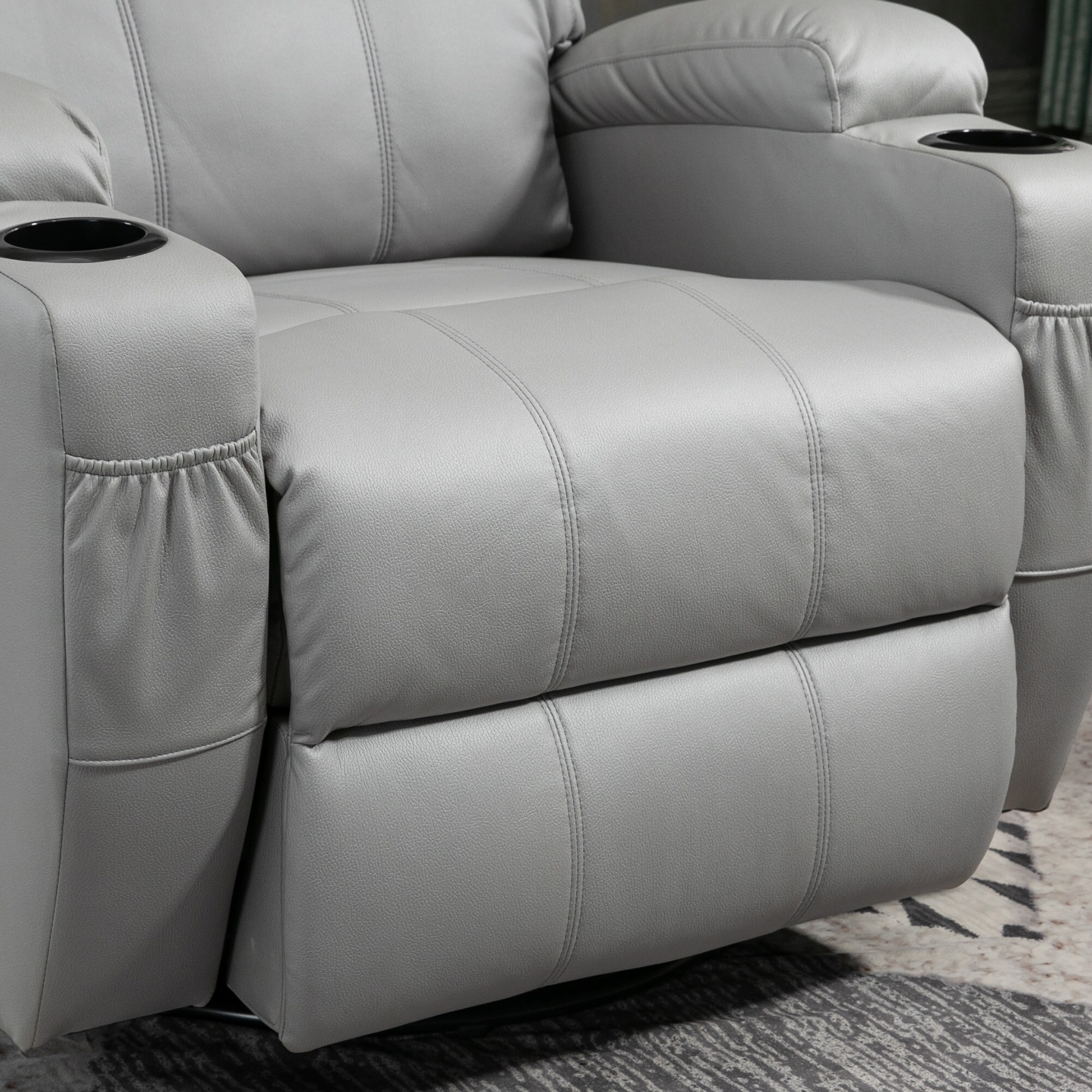 HOMCOM Massagesessel mit Fernbedienung und Getränkehalter grau 89L x 99B x 106H cm