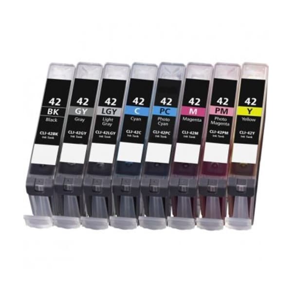 Kompatibel - Canon CLI 42 combo pack 8 stk blekkpatron - BK/C/M/Y/PC/PM/GY/LGY 104 ml