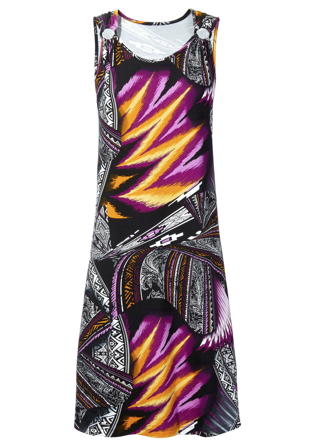 Kleid mit Zierringen an den breiten Trägern