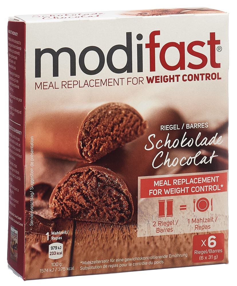 MODIFAST Riegel<br>6 × 31 g, Schokolade