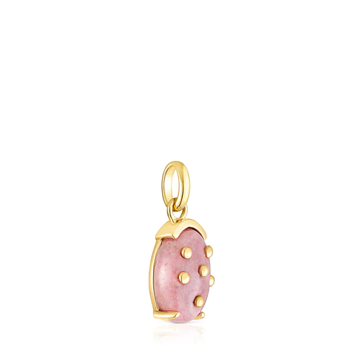 Pingente Jardim Virtual com banho de ouro 18k sobre prata e rodonita.