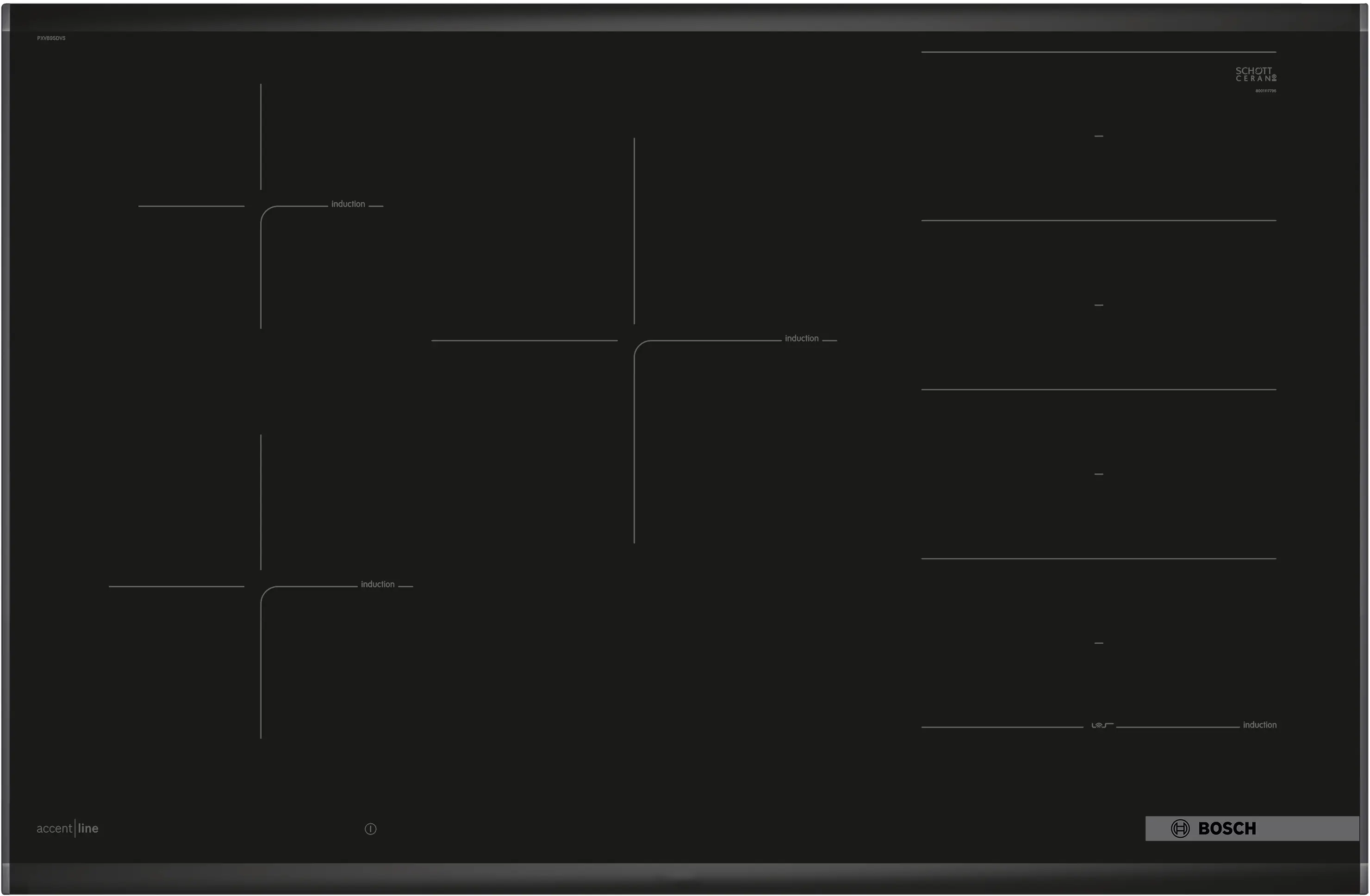 Serie 8 Inductiekookplaat 80 cm opbouwmontage met rand