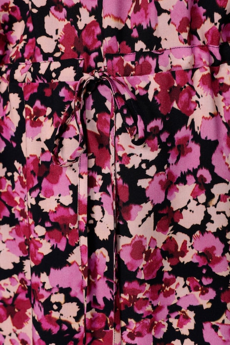 Tunika, Blumenmuster, V-Ausschnitt mit Zipper
