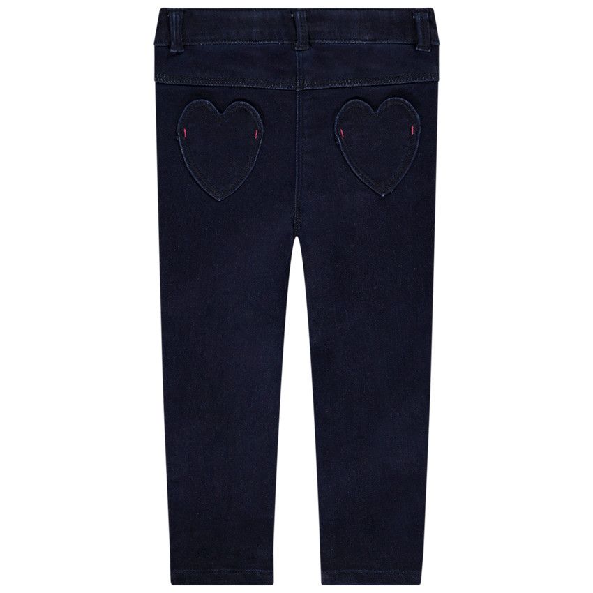 Pantalon effet jean avec broderie fleur pour bébé fille - Bleu marine