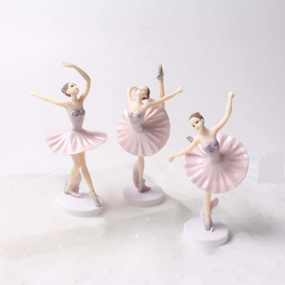 (3-tlg. Set) Kuchenstecker Ballerina Tortenstecker Topper Dekoration für Torten / Kuchen - Rosa
