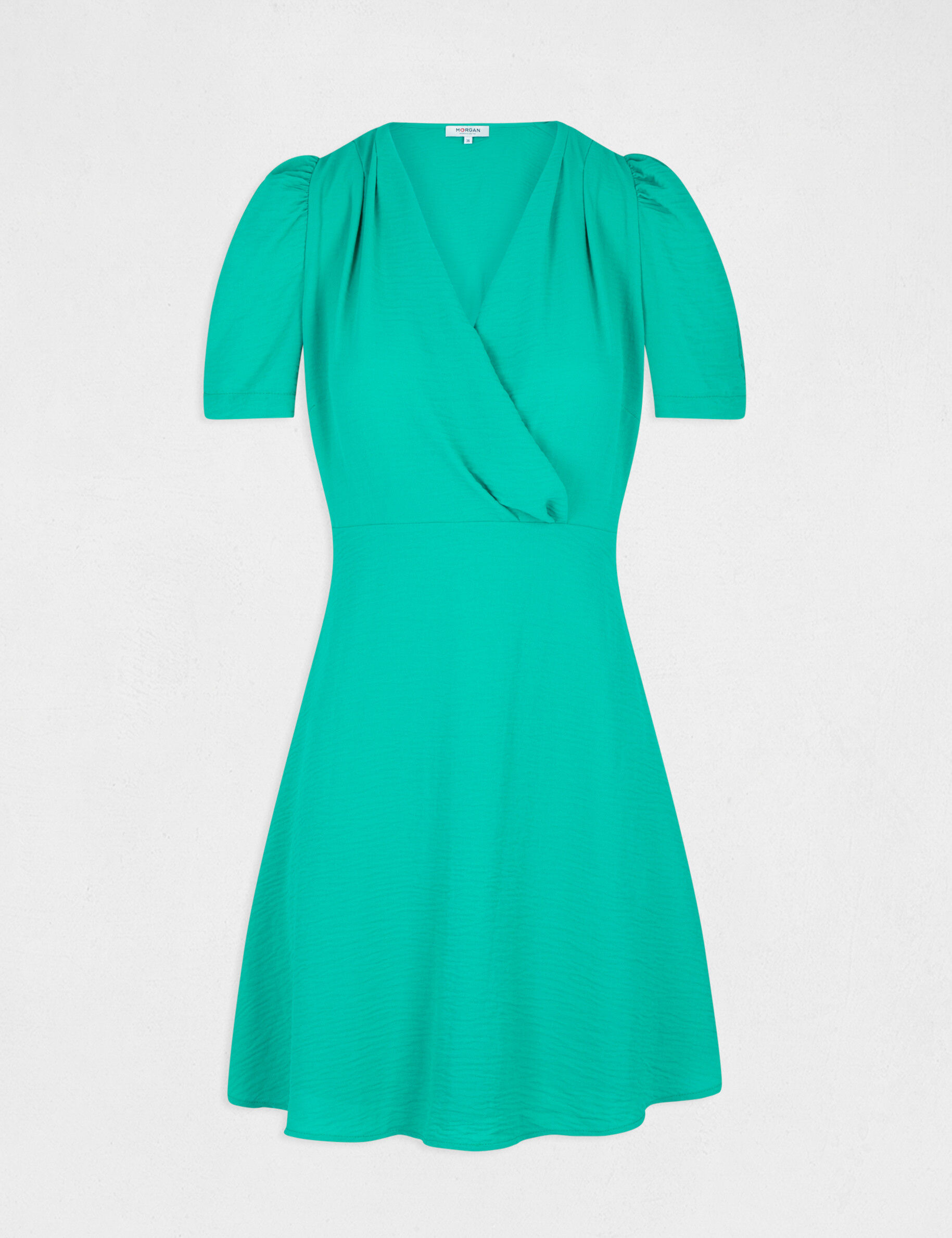 Robe évasée avec col cache-coeur vert femme - vert