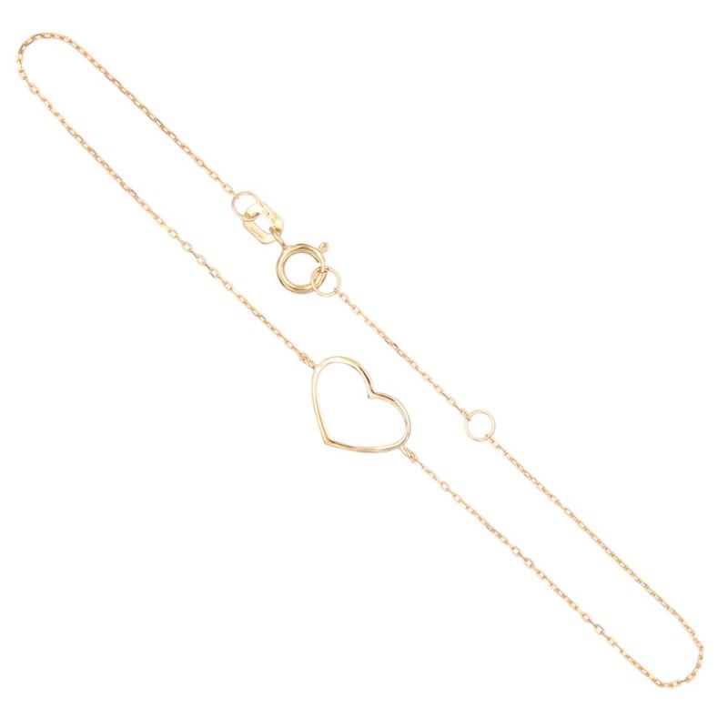 Bracelet Or Jaune - Motif Coeur - Femme