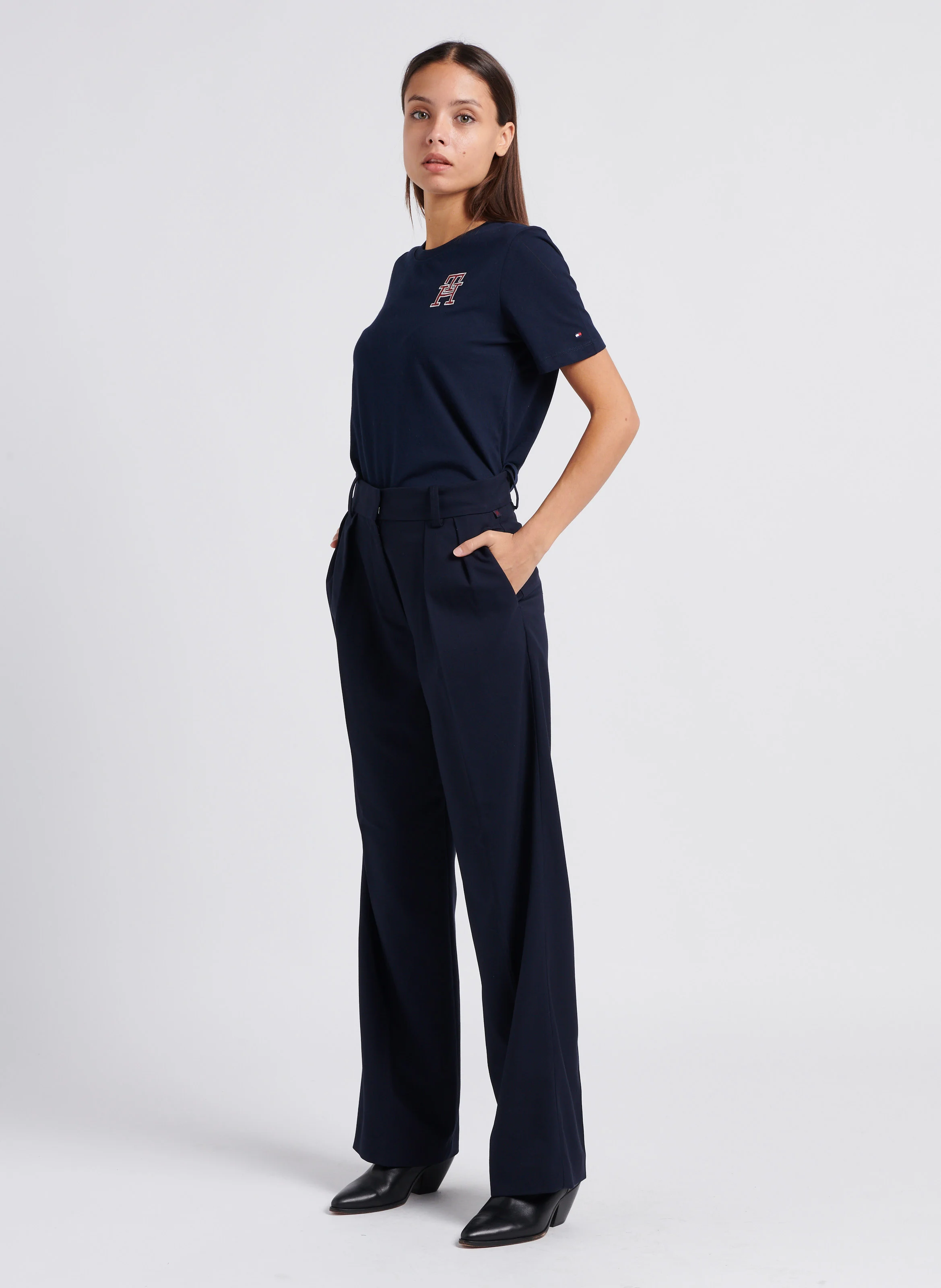 Pantalon large en polyester recyclé mélangé | Bleu