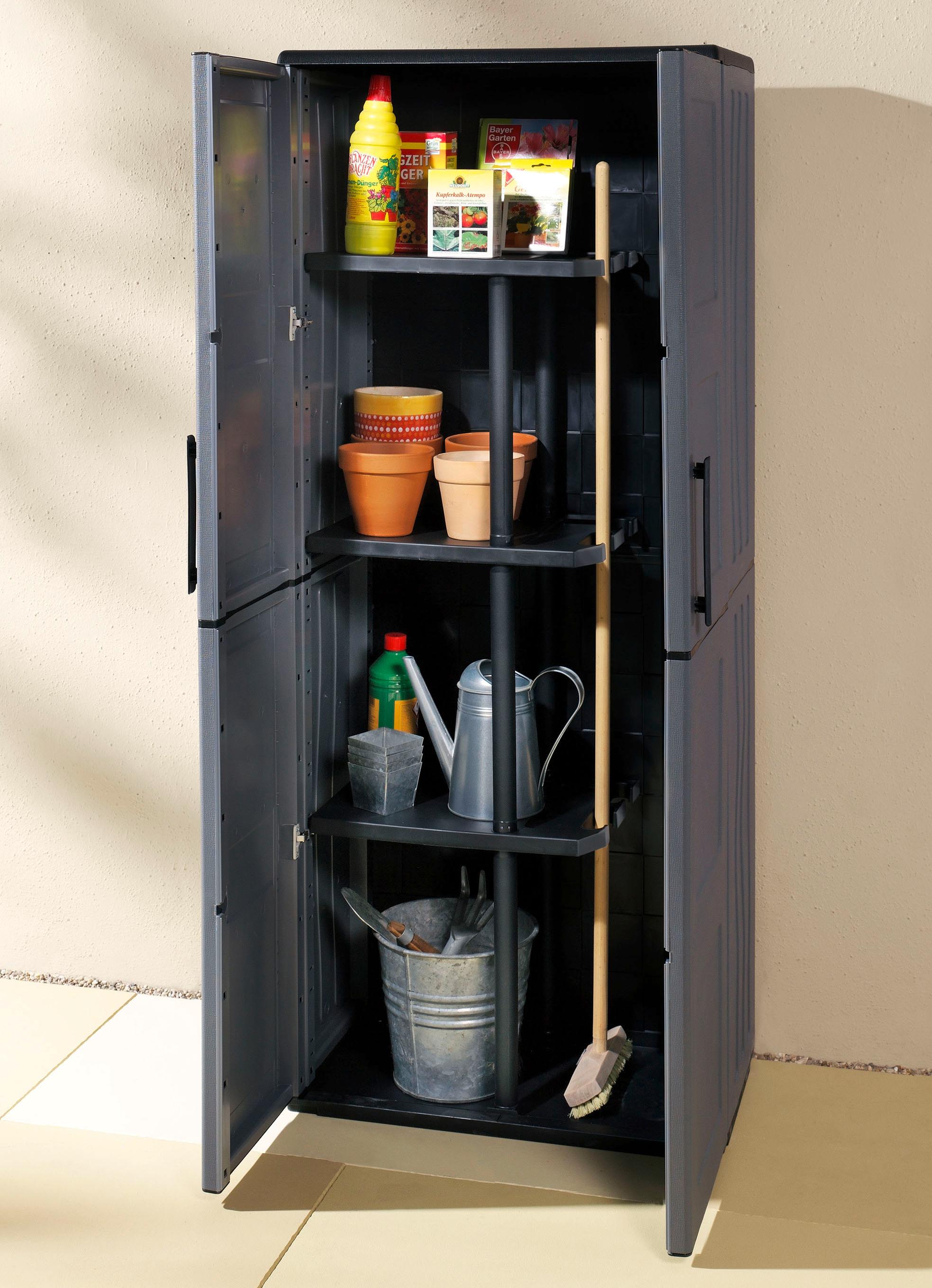 Gartenschrank mit soliden Stahlscharnieren