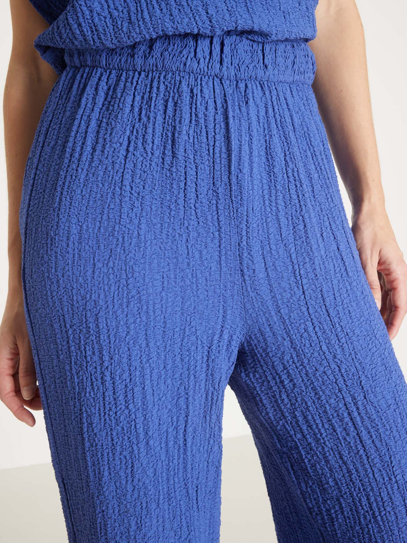 Pantalon large en seersucker
