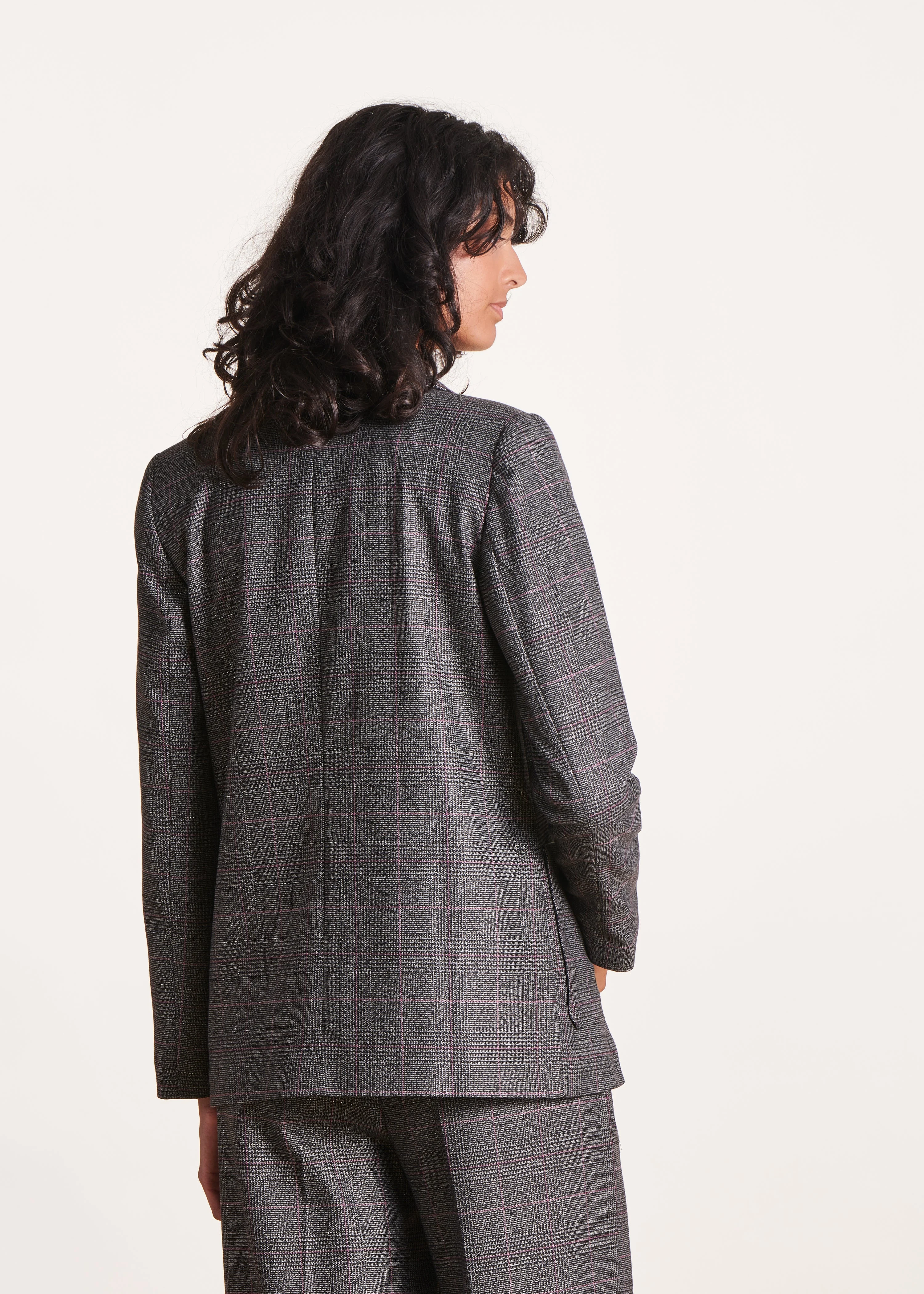 Veste de tailleur droite imprimée| Gris