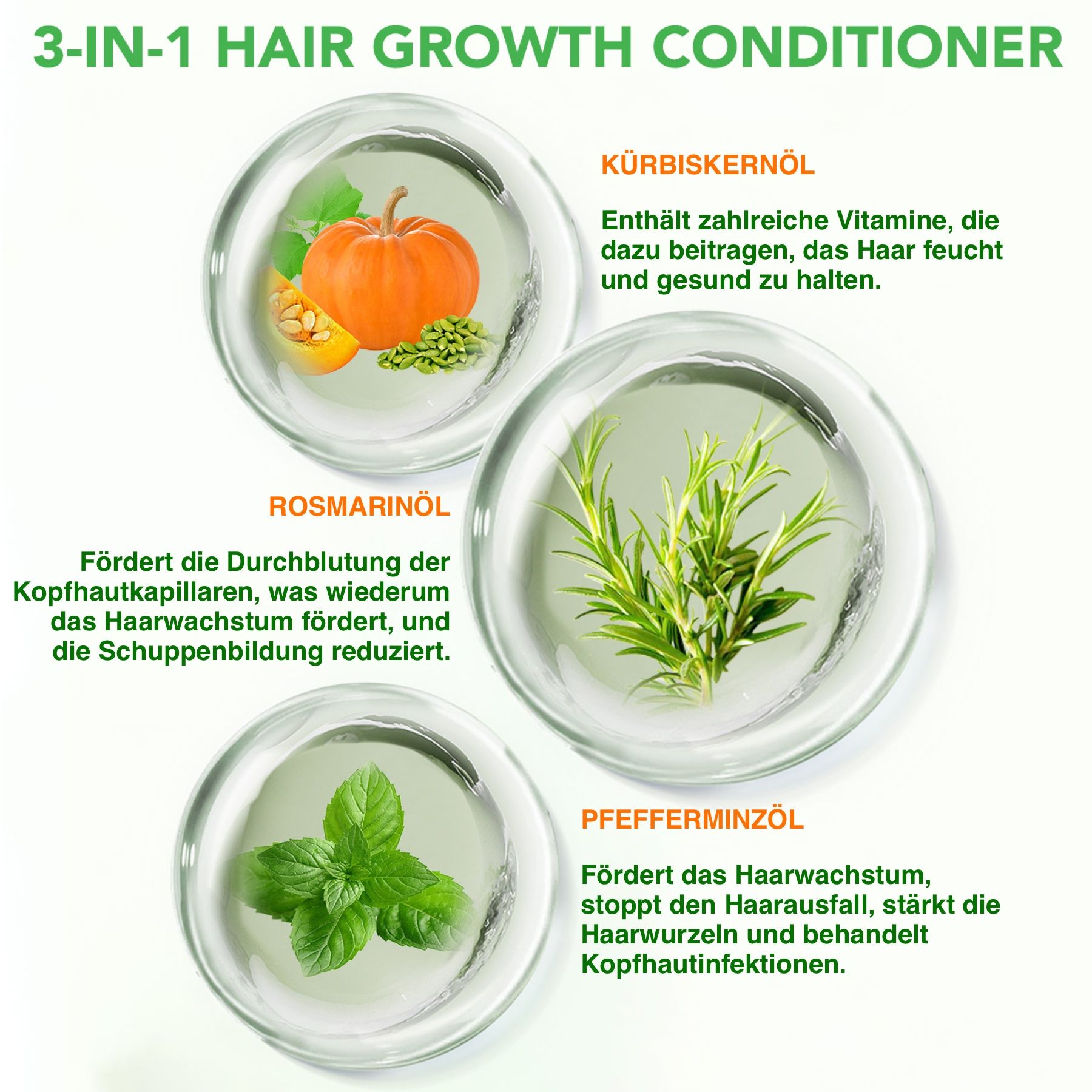 ALIVER 3-in-1 Rosmarin Minze Kürbis Haarspülung