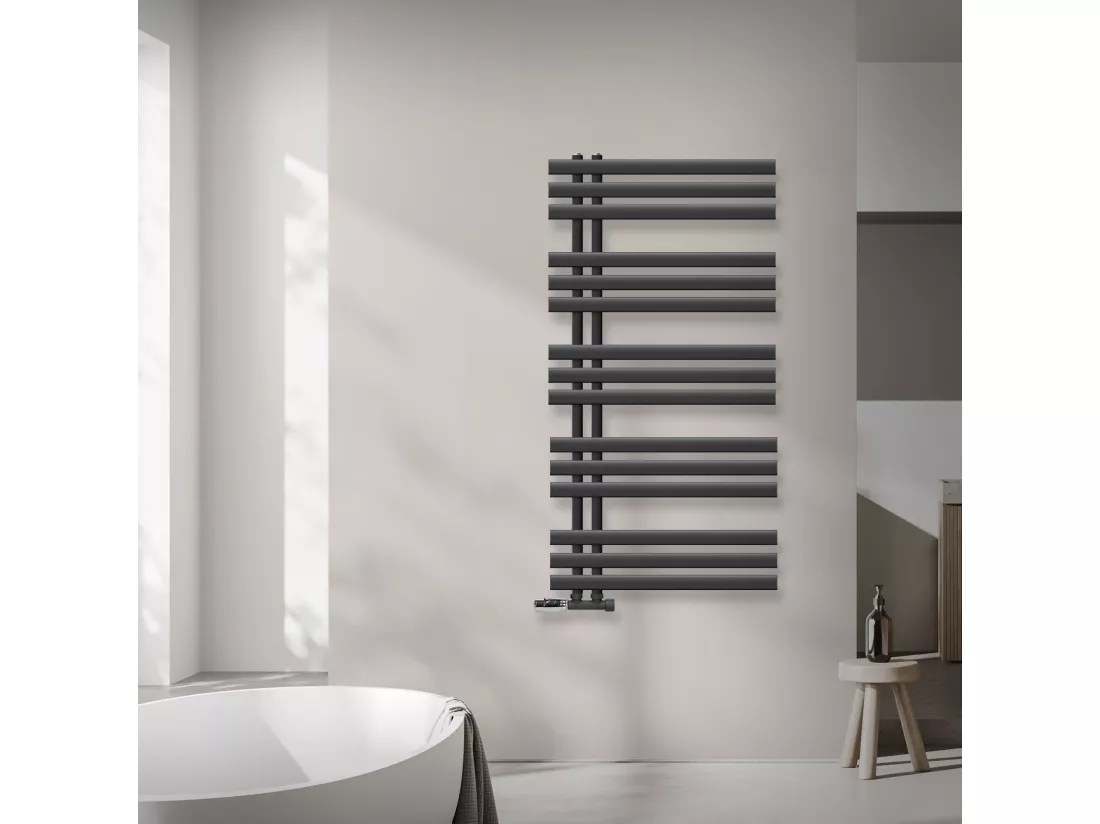 Radiateur de Salle de Bain Iron EM 600x1200 mm Anthracite Raccord Central au Bas