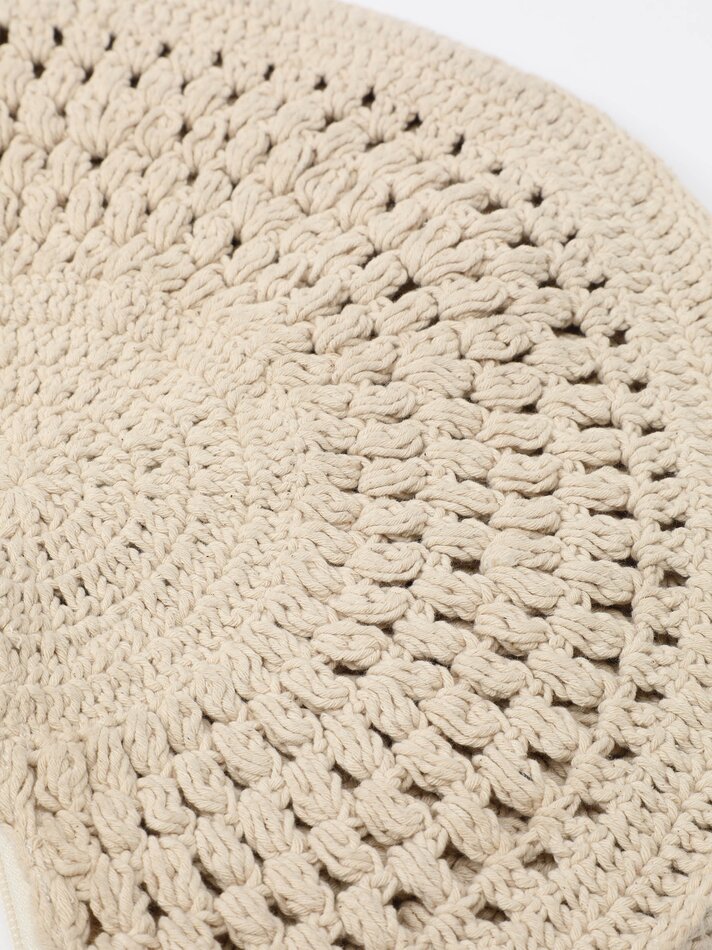 Bolsa redonda de crochê - Branco-creme