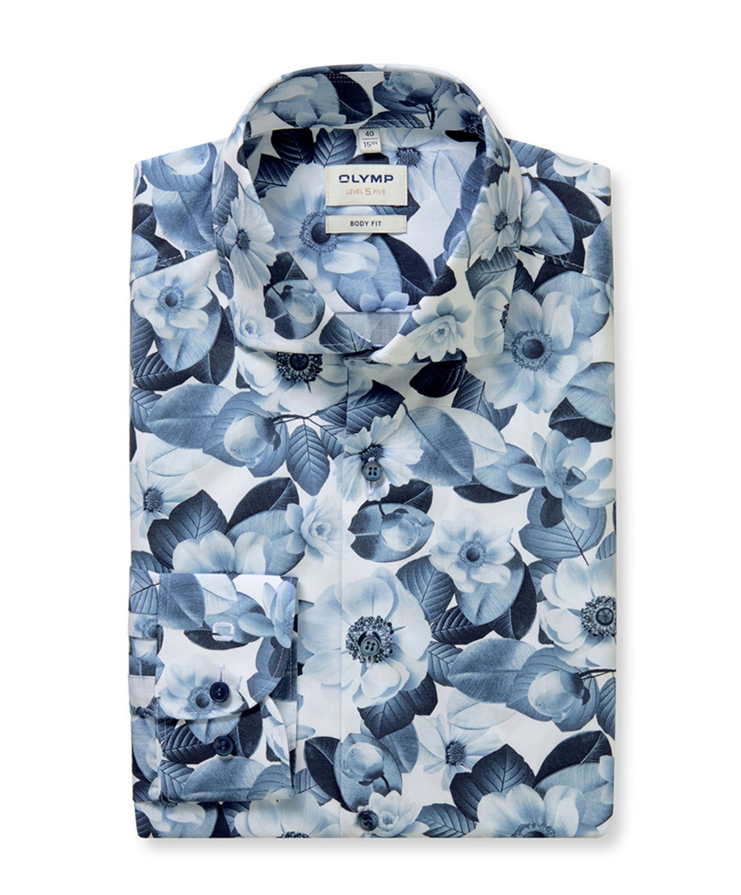 Olymp Level 5 Heren overhemd lange mouw blauw