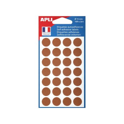 Apli Agipa - 168 Pastilles adhésives - marron - diamètre 15 mm - réf 102222