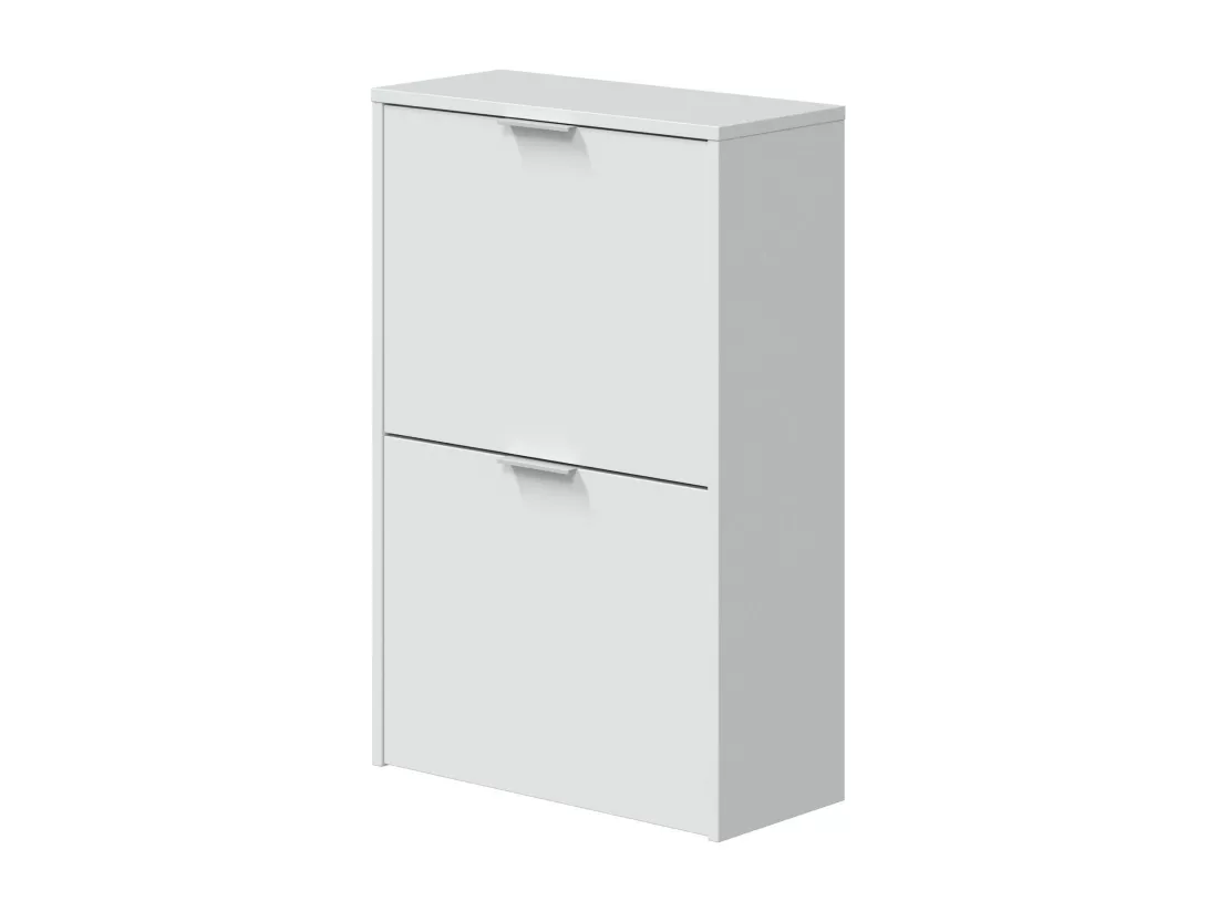 Étagère à chaussures Dmoretto, Étagère à chaussures peu encombrante avec 2 portes, Étagère à chaussures d'entrée, Armoire à chaussures, 50x22h76 cm, Blanc