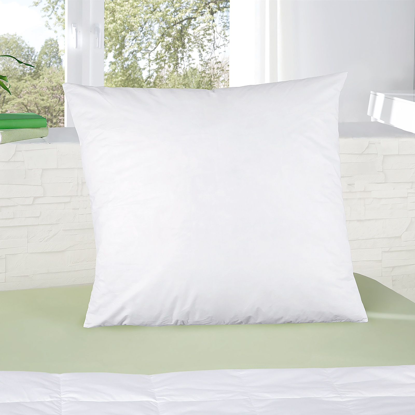 Feder-Kopfkissen - weiß - Baumwolle - 80x80 cm
