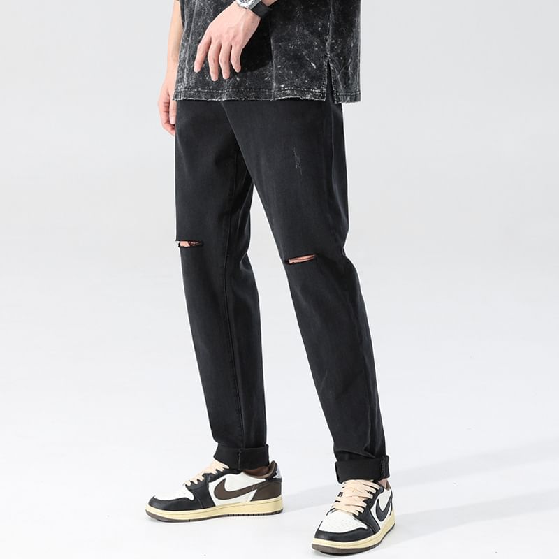 Goretti - Mid Rise Distressed Slim Fit Jeans