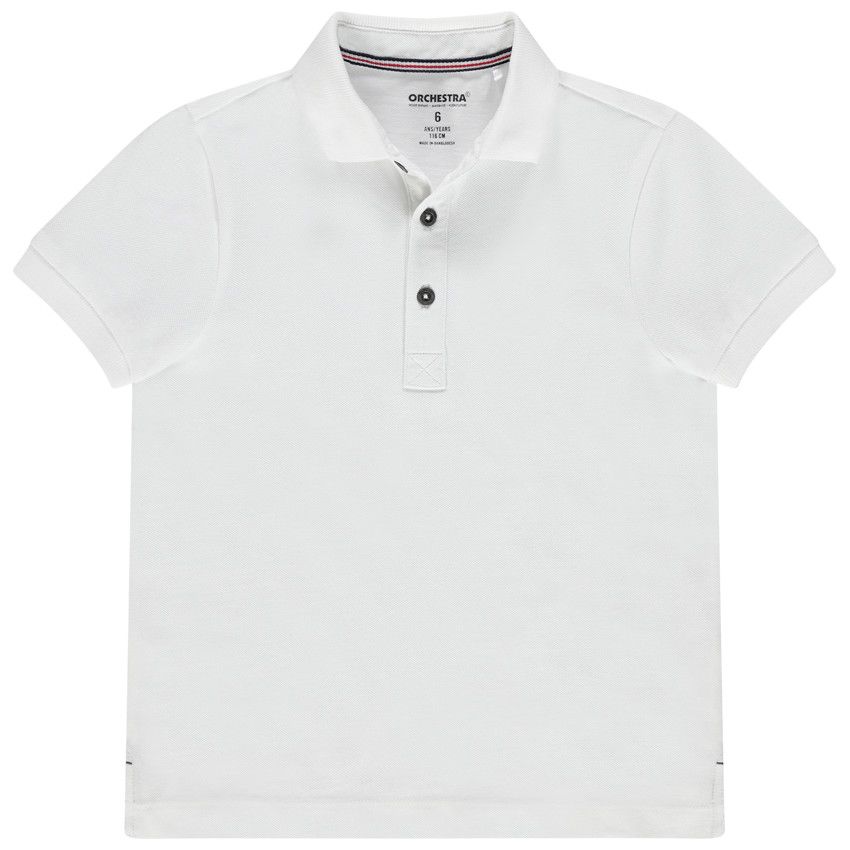 Polo manches courtes uni en coton bio - Blanc