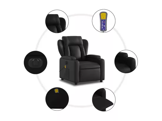 Fauteuil de massage inclinable électrique noir similicuir