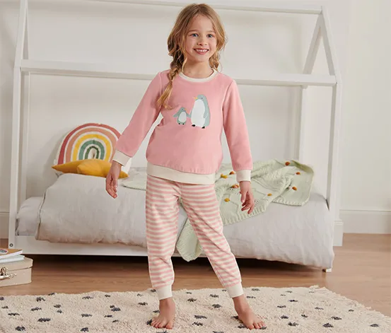 Kinder-Nicki-Pyjama mit Pinguin-Print