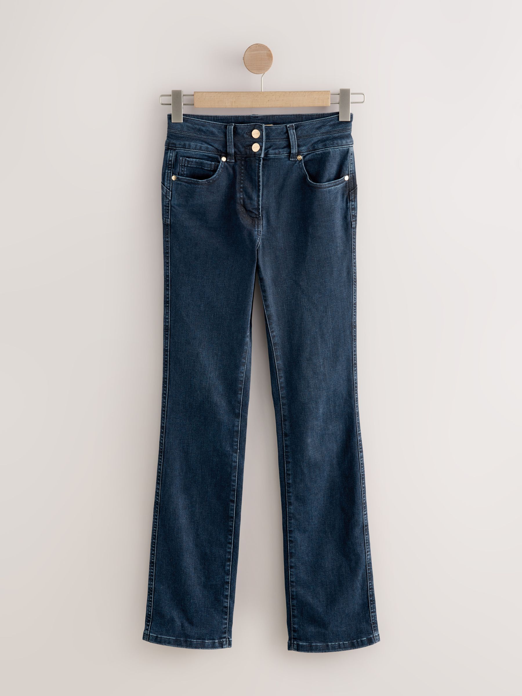 Donkerblauw denim - Lift, slim en shape jeans met bootcut