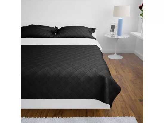 Couvre-lit à double face matelassé Noir-Blanc 230x260