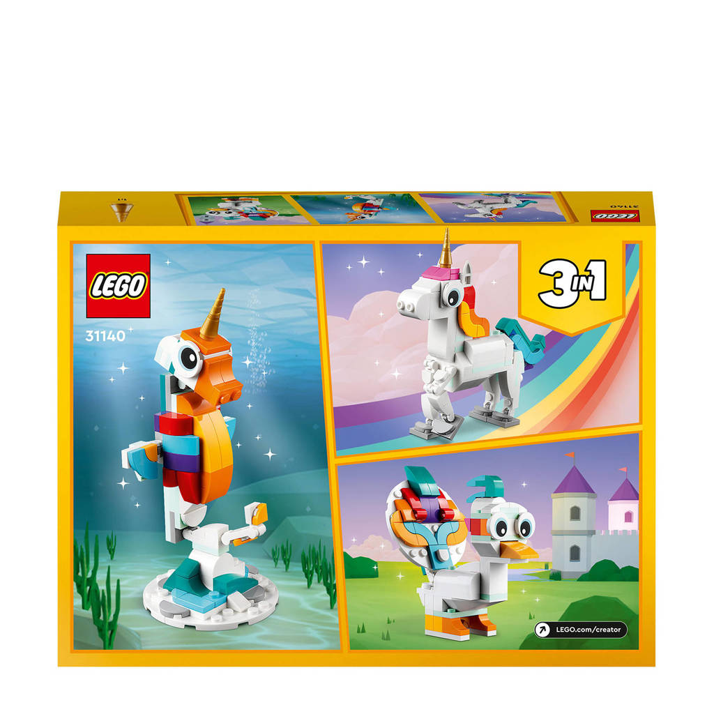 3-in-1 Magische Eenhoorn Speelgoed Set met Pauw en Zeepaardje 31140