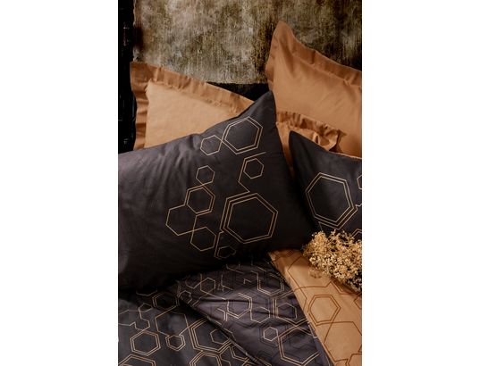 CONCEPT1 - Parure de lit housse de couette Dawn 240x220cm + 2 taies 60x60 cuivre