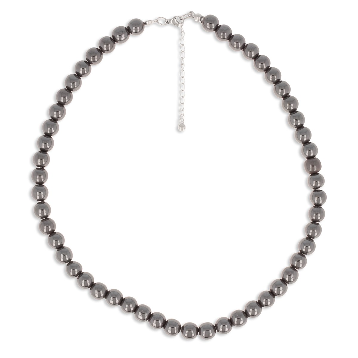 Collier acier inoxydable pierre d'hematite longueur réglable 40cm + 5cm
