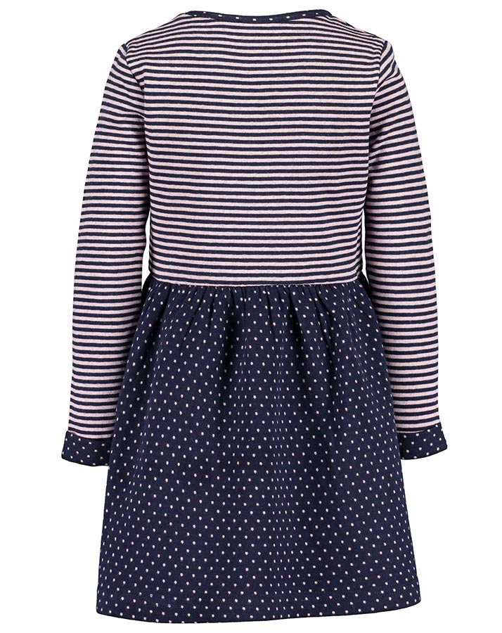 Langarmkleid ESSENTIALS – STRIPES gepunktet in rosa