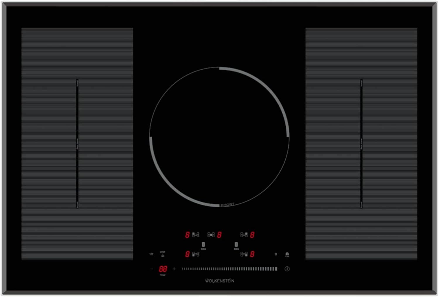 WOLKENSTEIN Induktionskochfeld WIF77-2FZF 2 Flexzonen Booster Funktion Kindersicherung Timer Touch Control Bedienfeld Restwärmeanzeige Topferkennung Glaskeramikkochfeld