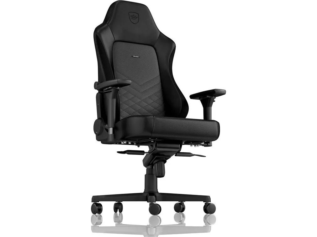 Noblechairs Hero - Stol - ergonomisk - armstøtter - T-formet - vippe - drejeled - aluminium, polyurethan, stål, memory foam, polyuretan vegan falsk læder - sort