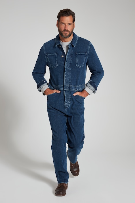 Overall, Denim, Workwear, Brusttaschen, Langarm