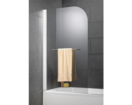 Badscherm, 1-delig, SCHULTE Komfort, 80 x 140 cm, helder glas, profielkleur wit, D2650 04 50 140