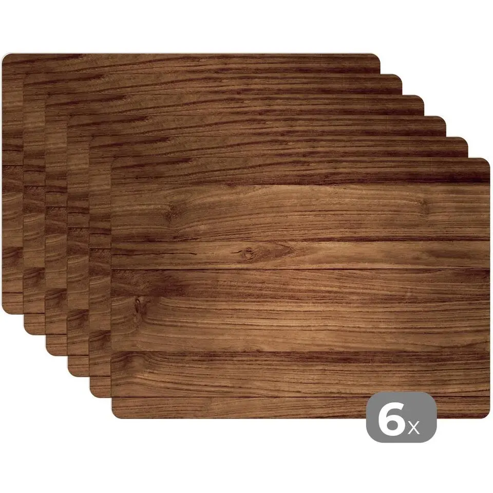 MuchoWow Placemat (6stuks) 45x30cm Houtlook Bruin