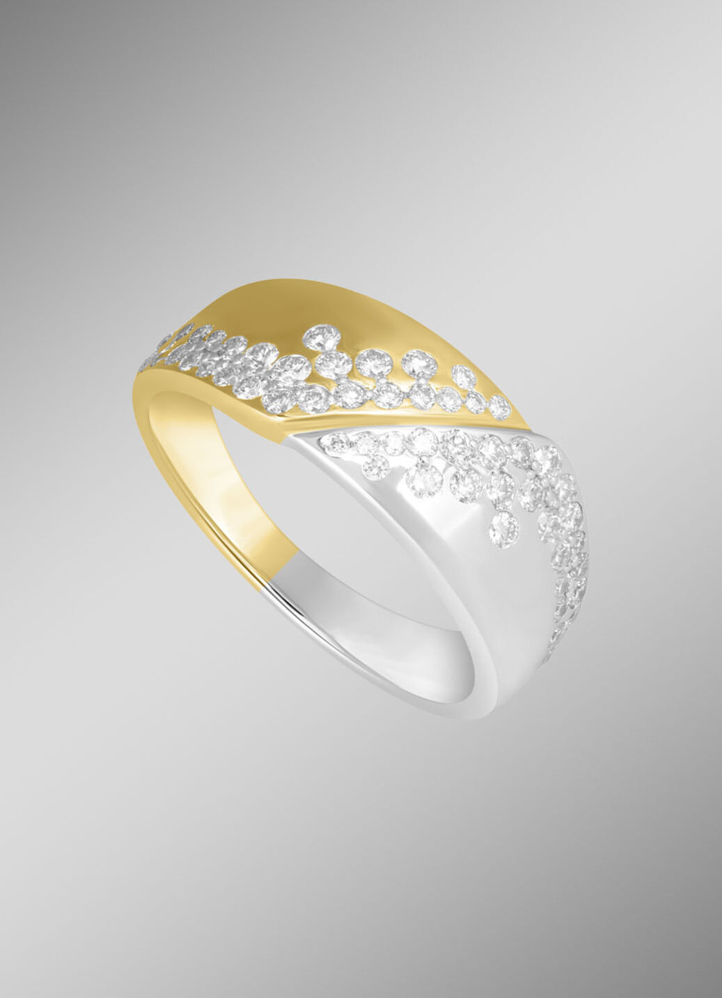 Damenring in Bicolor mit 58 Brillanten