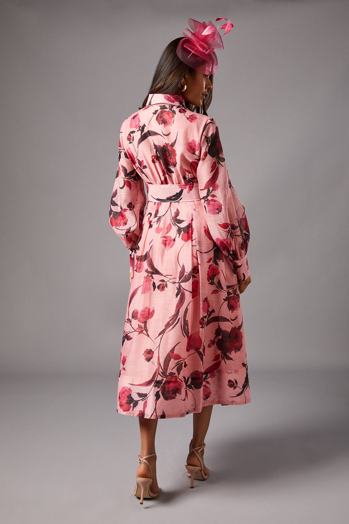 Coast Robe Mi-Longue à Manches Longues en Organza Imprimé Petite